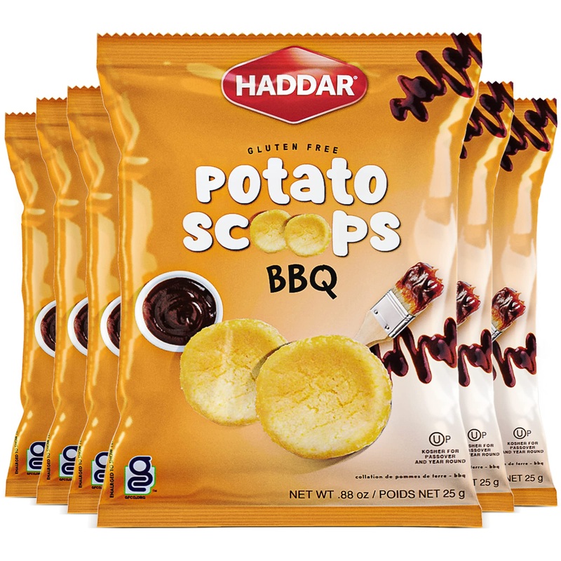 Haddar Bbq Baked Potato Scoops, .88Oz (6 Pack) | Baked Potato Chips, Healthier Snacking, Gluten Free Snacks, Bite-Sized