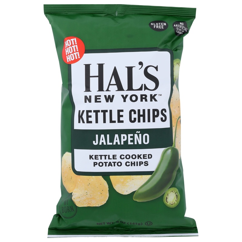 Hal'S New York Kettle Chips, Jalapeo Kettle Cooked Potato Chips, No Artificial Colors Or Flavors, Kosher, Gluten Free, 5 Ounce (
