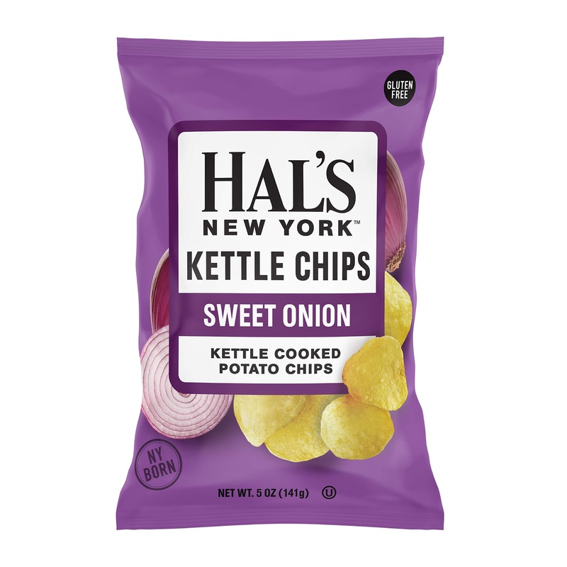 Hal'S New York Kettle Cooked Potato Chips, Gluten Free, Sweet Onion, 5 Oz Bag (Pack Of 3)