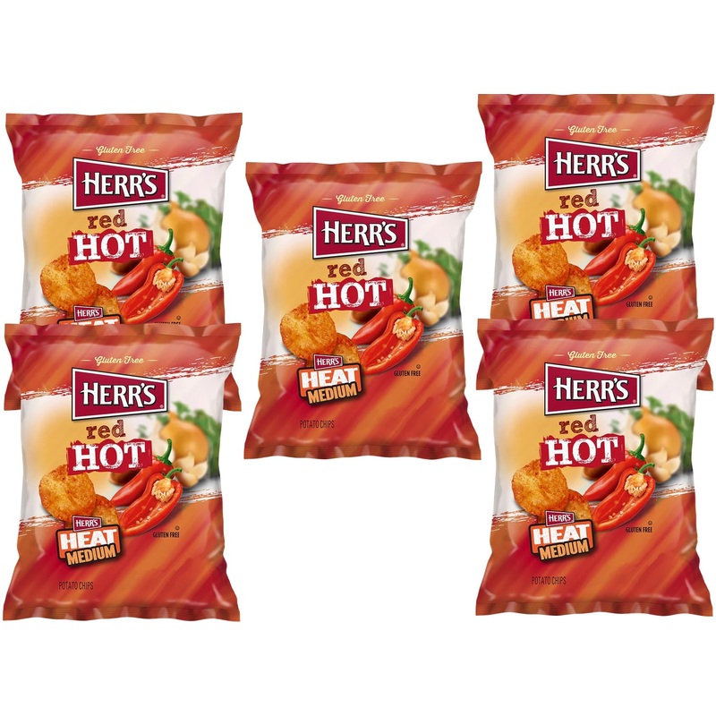 Herrs Potato Chips & Cheese Curls -,1Oz (Curated By Rj Snacks Value Pack) (Red Hot)