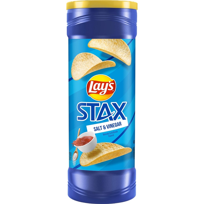 Lay's Stax Salt & Vinegar Potato Crisps, 5.5 Ounce - Crunchy Snack, Perfect for Sharing or On-the-Go