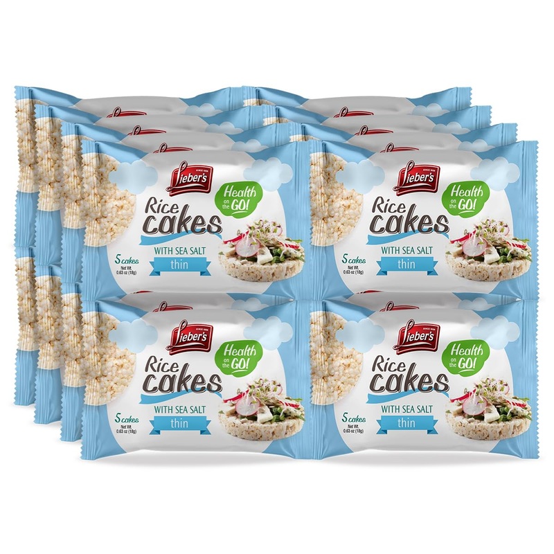 Leibers Rice Cakes On The Go Snack Pack - 16 Packs - Made With Brown Rice, Sea Salt, 5 Thin Cakes Per Pack - Kosher, Vegan, Whea
