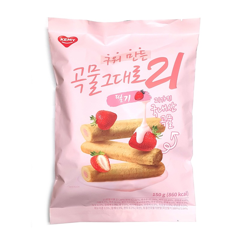 Lenith Korean Premium Multi Whole Grain Baked Crispy Rolls 21 Grains Strawberry Flavor 150G(5Oz 860Kcal)