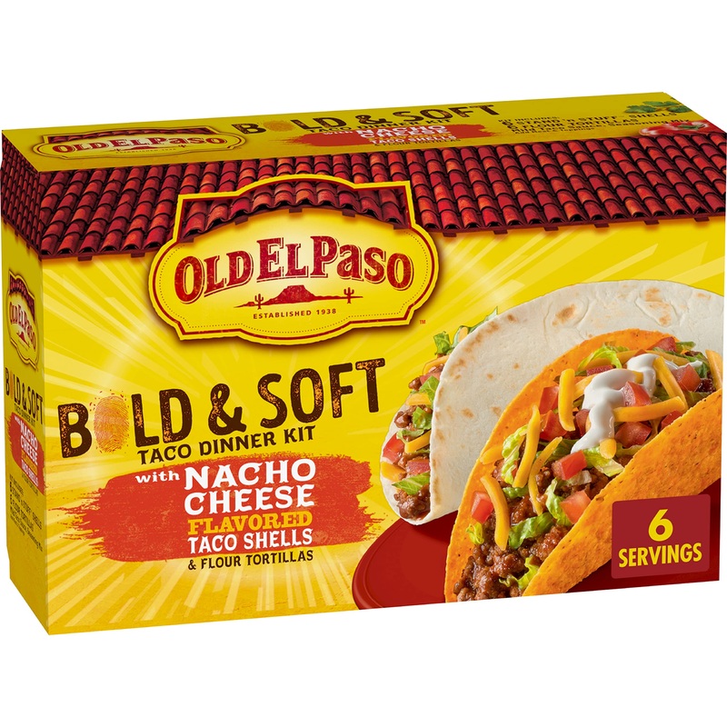 Old El Paso Nacho Cheese Bold & Soft Tortilla Taco Dinner Kit, 12 Ct., 12.6 Oz.