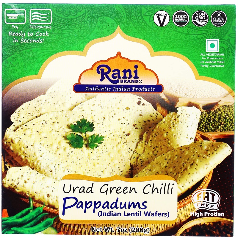 Rani Pappadums (Indian Lentil Wafer Snack) Green Chilli Papad 7Oz (200G) Approximately 15Pc, 7 Inches ~ All Natural | Gluten Fri