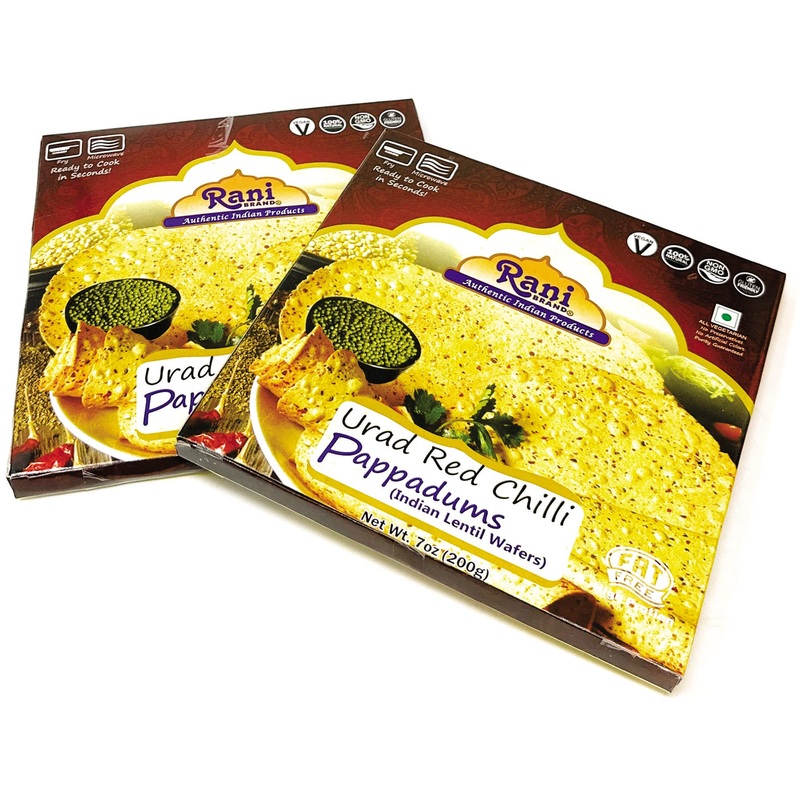 Rani Pappadums (Indian Lentil Wafer Snack) Red Chilli Papad 7Oz (200G) Approximately 15Pc, 7 Inches, Pack Of 2 ~ All Natural | G