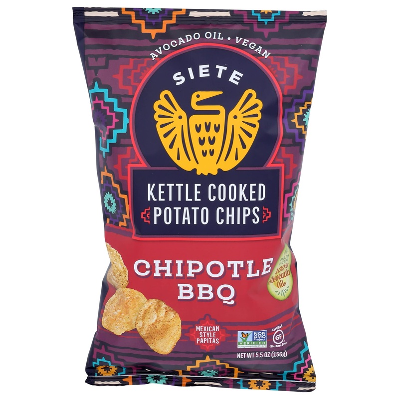 Siete Kettle Cooked Chipotle Bbq Potato Chips, Gluten Free, 5.5 Ounces (Pack Of 6)