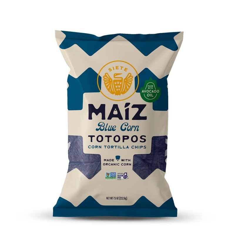 Siete Maiz Totopos Corn Tortilla Chips | Blue Corn | Gluten Free | Vegan Snacks | Non Gmo & Organic Corn Chip | Made With Avocad