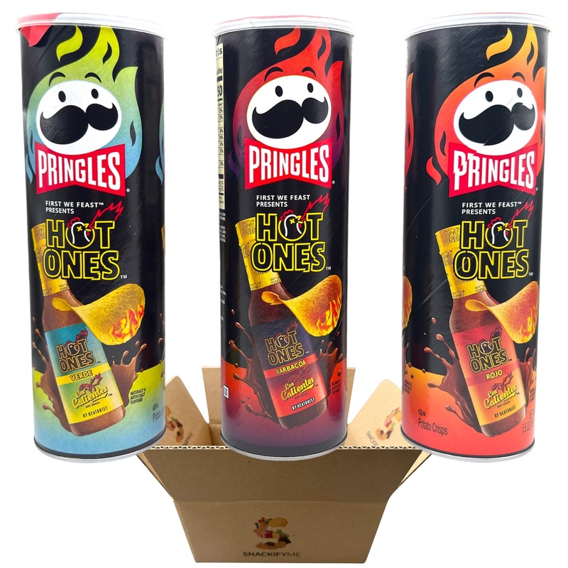 Spicy Potato Chips Variety Pack In Snackifyme Gift Box - Verde, Barbacoa, Rojo, 3 X 5.5 Ounce, Hot Spicy Flavor, Assortment Bulk