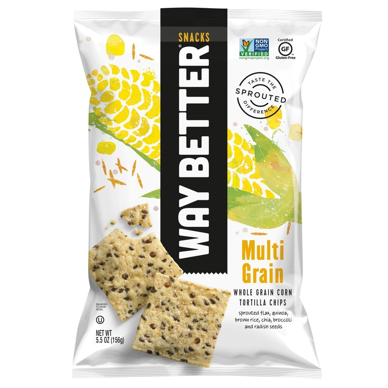 Way Better Snacks Sprouted Gluten Free Tortilla Chips, Sunny Multi Grain, 12 Count
