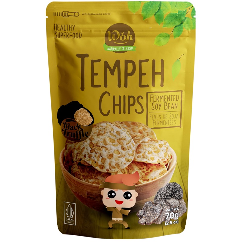 Woh Tempeh Chips Fermented Soy Bean Black Truffle (Pack Of 2)