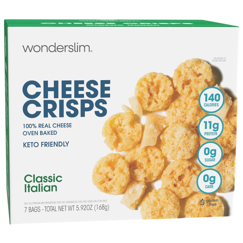 Wonderslim Cheese Crisps, Classic Italian, Protein Snack, Low Carb, Keto Friendly Snack, Gluten Free (7Ct)