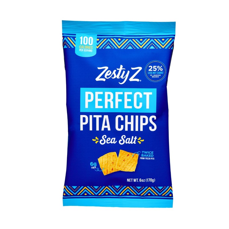 Zesty Z - High Fiber Pita Chip - High Fiber Snacks, 100 Calories Per Serving, Lower In Carbs - Healthy Snacks - Vegan - Great Fo