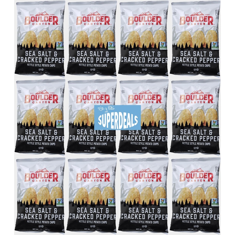 Boulder Canyon | Sea Salt & Cracked Pepper | Kettle Style Potato Chips| 1.5 Ounce | Pack Of 12 Bundled By Superdeals With Myster