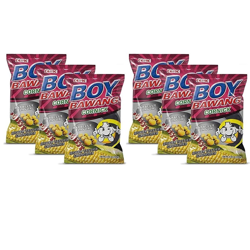 Boy Bawang Cornick, Barbeque - Crispy Tasty & Gluten-Free Corn Nuts (6 Pack, Total Of 21.24Oz)