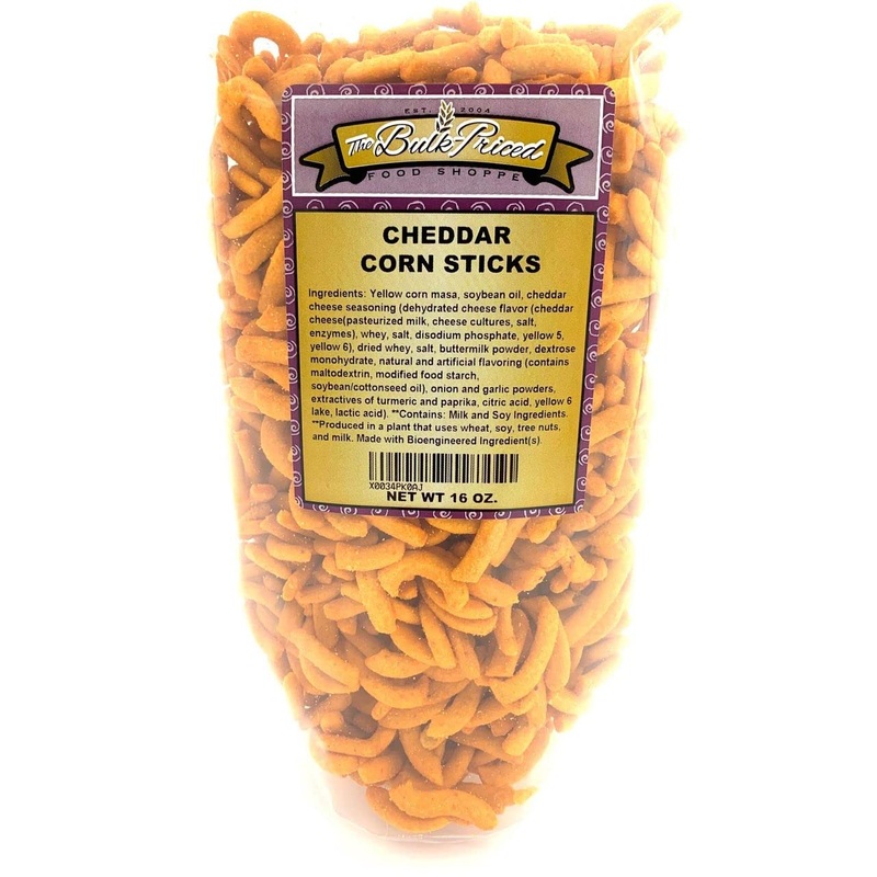 Cheddar Corn Sticks, Bulk Size, (1 Lb. Resealable Zip Lock Stand Up Bag)