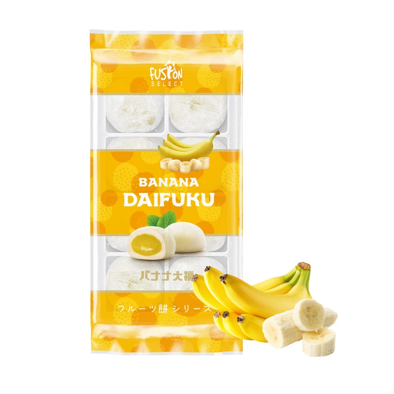 Fusion Select Japanese Mochi Fruit Daifuku Japanese Desert Sweet Rice Cake Fruit Mochi Daifuku 240G/ 8.46Oz (Banana Flavor, 8.46