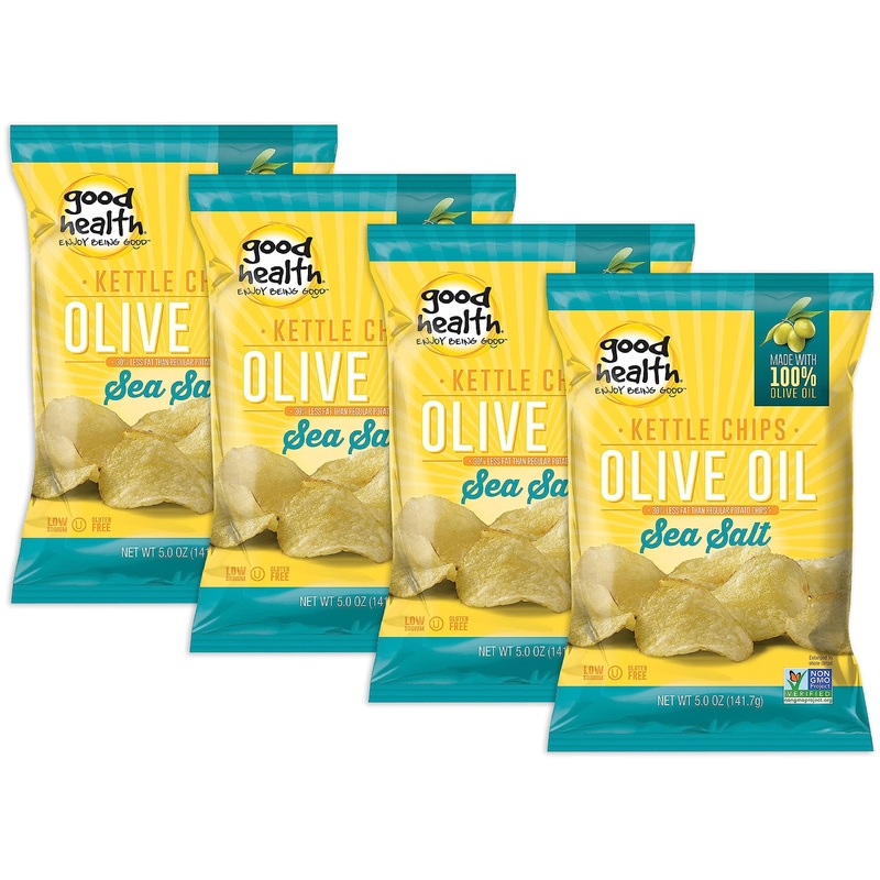 Good Health Olive Oil Kettle Style Chips With Sea Salt 5 Oz. Bag (4 Bags)