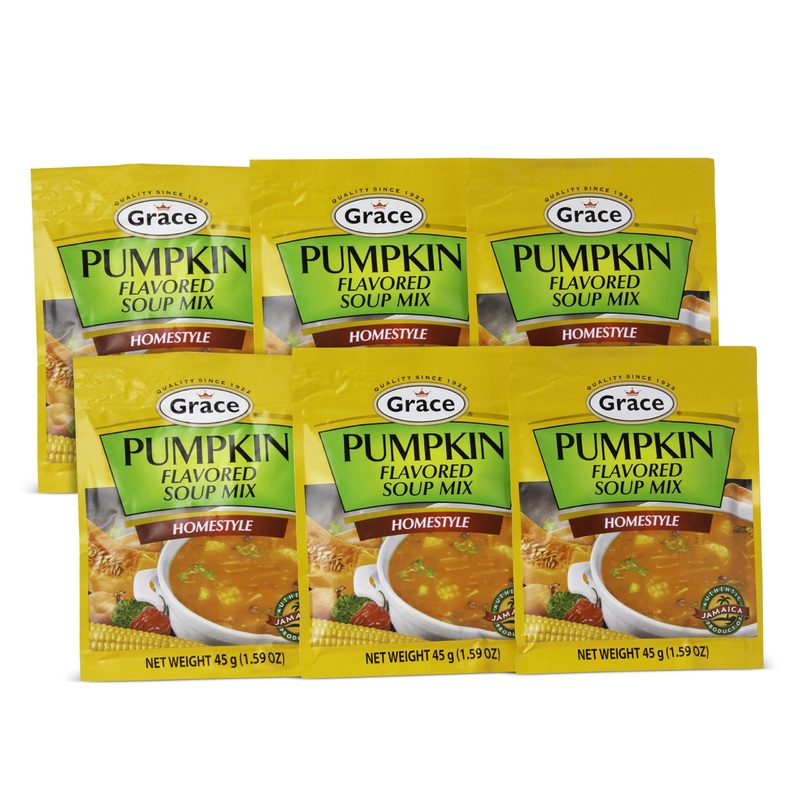 Grace Pumpkin Flavored Soup Mix 1.59Oz - 6 Pack Homestyle Jamaican Soup Mix - Great For Caribbean Curry Soup