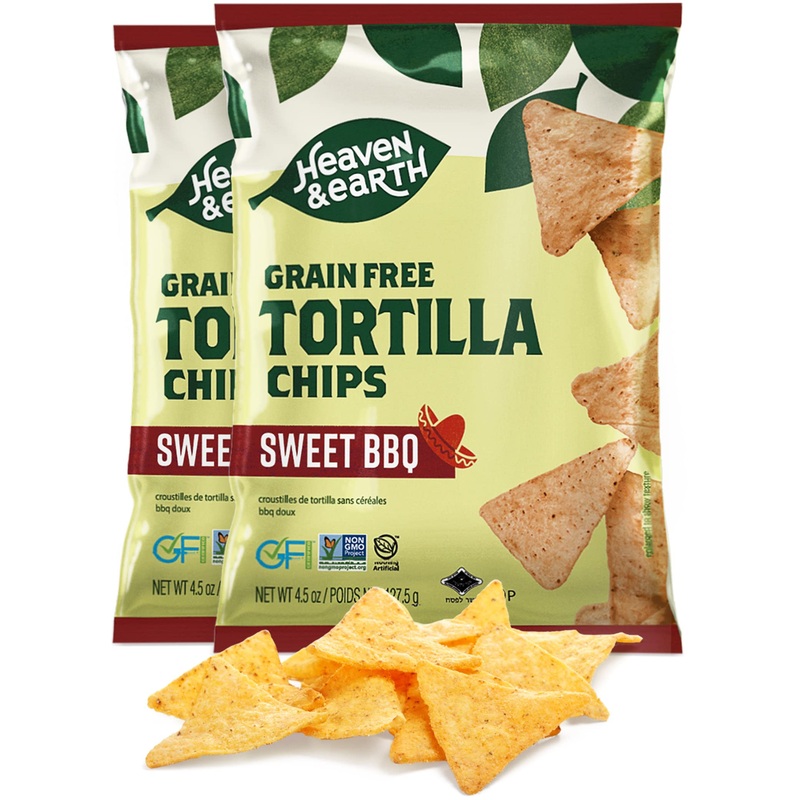 Heaven & Earth Sweet Bbq Tortilla Chips, Grain Free Tortilla Chips, 4.5Oz (2 Pack) | Corn Free | Gluten Free | Kosher For Passov