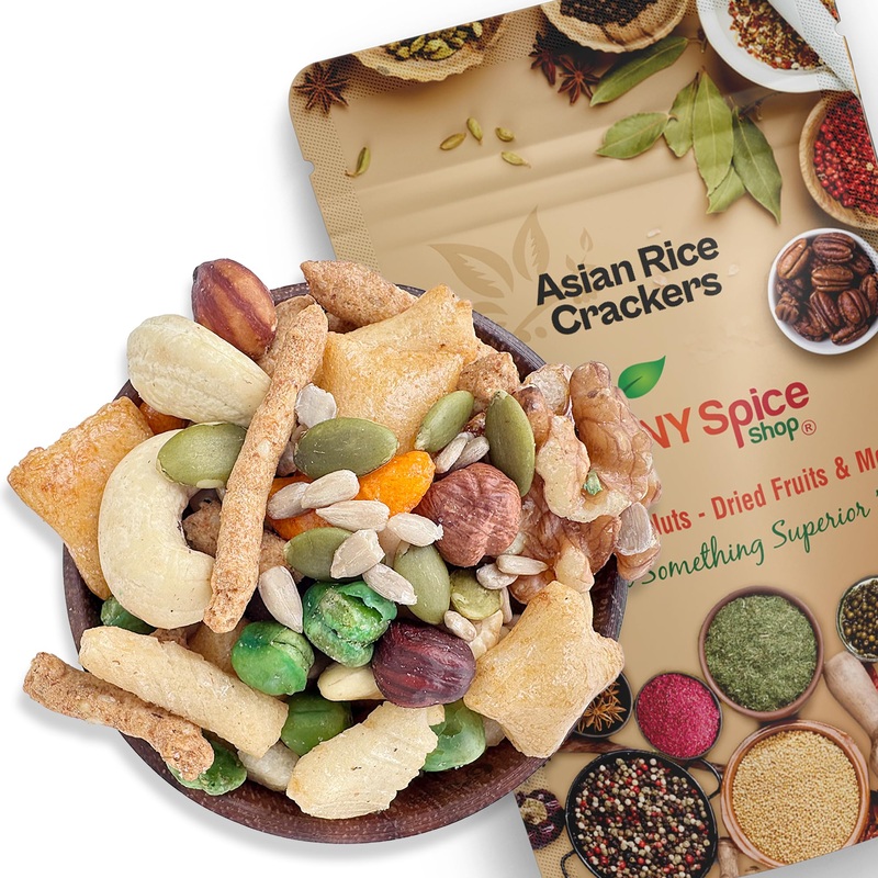 Ny Spice Shop Asian Rice Crackers - 1 Pound Rice Snacks - Crunchy, Spicy, Natural & Mixed Rice Crackers - No Artificial Colors