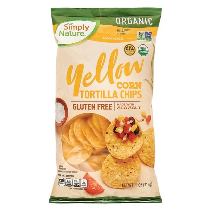 Simply Nature Organic Yellow Corn Tortilla Chips, 11 Oz (312G) | Gluten-Free, Non-Gmo, No Artificial Flavors Or Colors