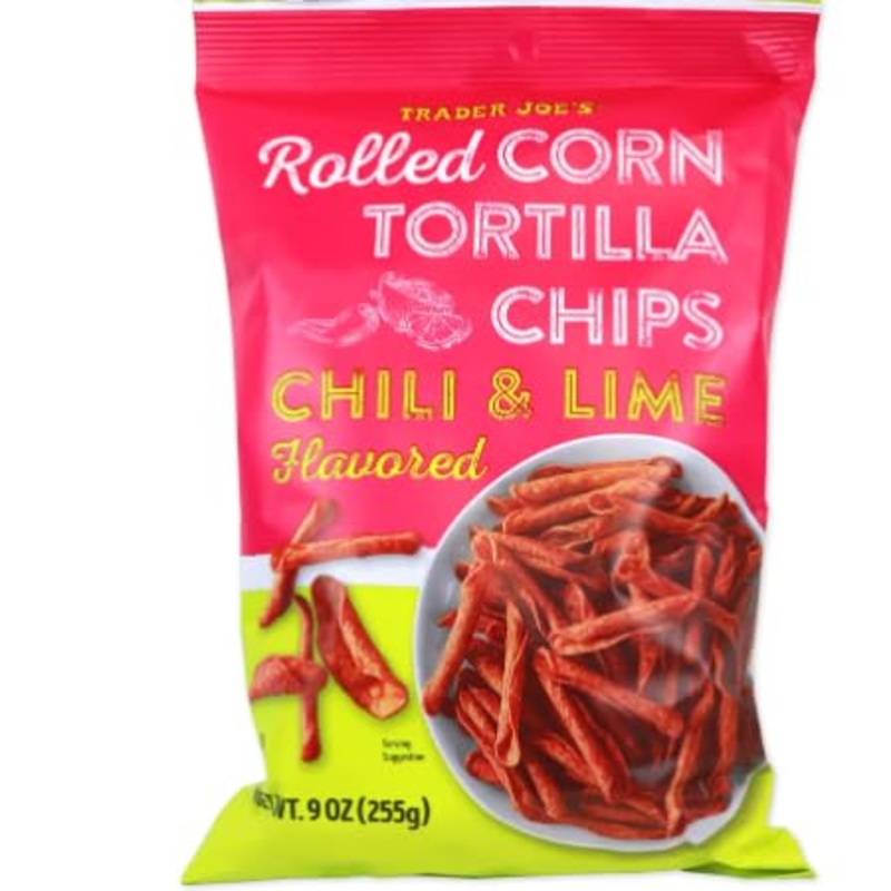 Trader Joe'S Rolled Corn Tortilla Chips, Chili & Lime Flavored, 9 Oz