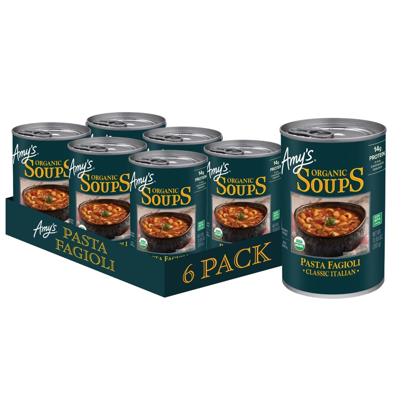 Amy'S Soup, Organic Pasta Fagioli Soup, 13.65 Oz, Pack Of 6