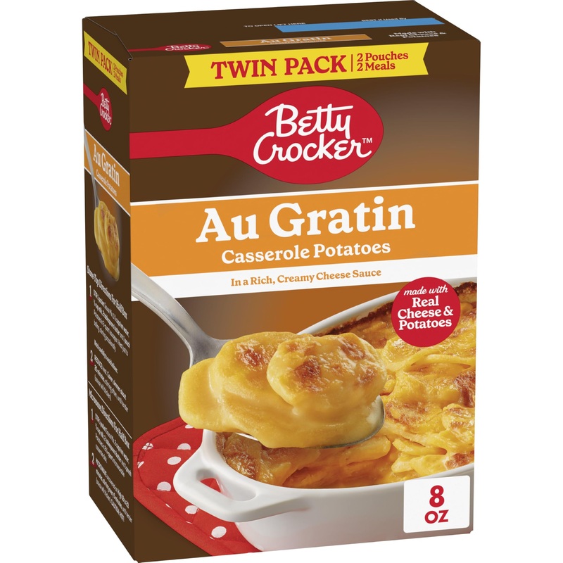 Betty Crocker Au Gratin Casserole Potatoes, Made With Real Cheese, Twin Pack, 8 Oz Box
