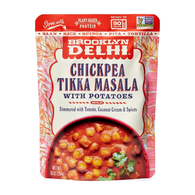 Brooklyn Delhi Chickpea Tikka Masala Pouches - Ready To Eat, Microwavable Entree - Vegan, Gluten Free, Non-Gmo - 10Oz, Pack Of 1