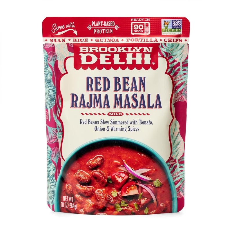 Brooklyn Delhi Red Bean Rajma Masala Pouches - Ready To Eat, Microwavable Entree - Vegan, Gluten Free, Non-Gmo - 10Oz, Pack Of 1
