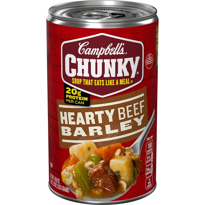 Campbell'S Chunky Soup, Hearty Beef And Barley Soup, 18.8 Oz Can