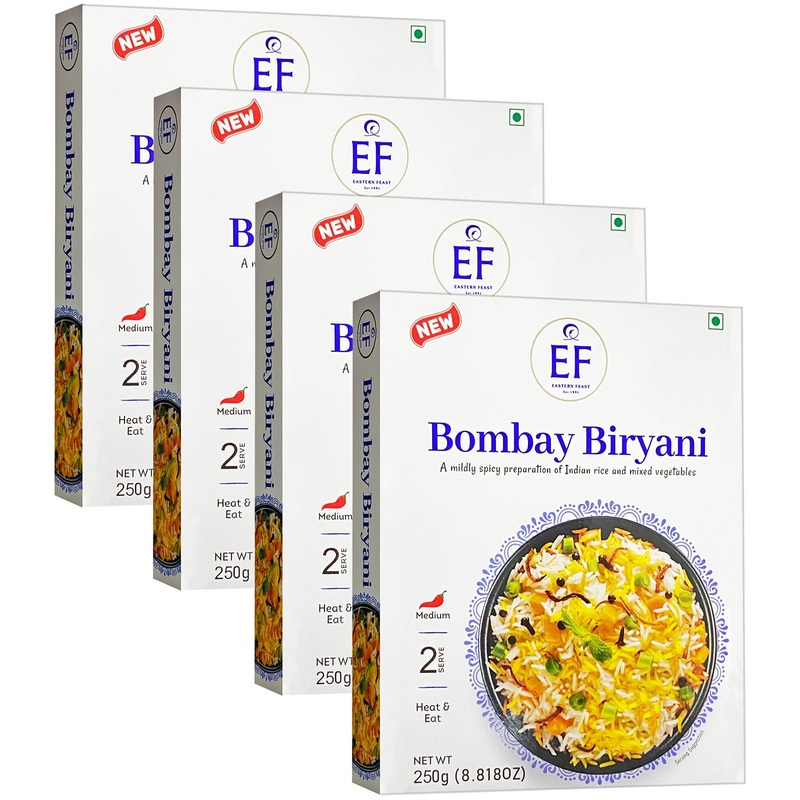 Eastern Feast - Bombay Biryani, Ready To Eat Meals, (Pack Of 4) Vegetarian, Gluten Free