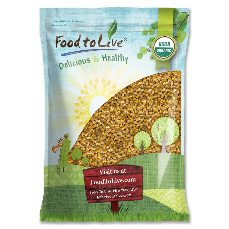 Food To Live Organic Yellow Whole Corn, 10 Pounds - Non-Gmo Maize, Cleaned And Dried Kernels, Vegan, Kosher, Bulk Cereal Grain,