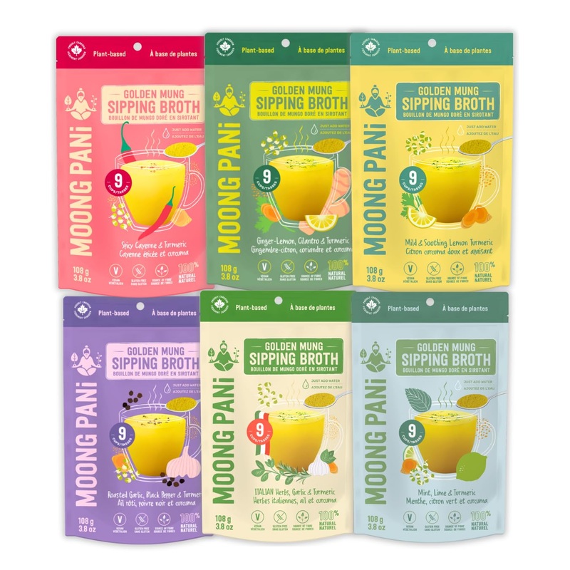 Moong Pani Golden Vegetable Broth Soup Powder (All Flavors) Gluten-Free, Detox, All Natural, Lower Sodium, Vegan, Keto, High Fib