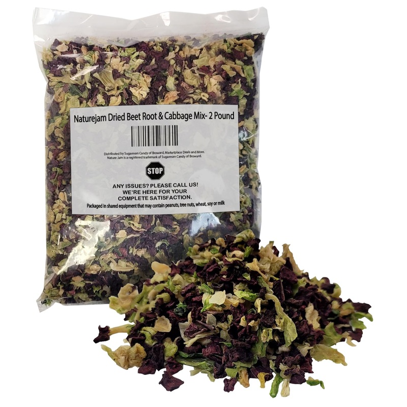 Naturejam Dried Beet Root & Cabbage Mix-2 Pound Bag-To Make Side Steamed Vegetables Or Soups-Dehydrated 2 Ingredients Only