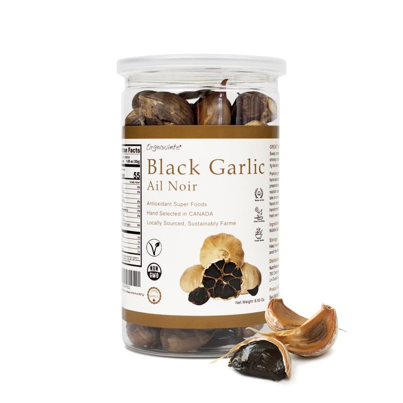 Orgnisulmte Canada Black Garlic Fermented For 90 Days 100% Natural Multi Clove Garlic Hand Selected In Canada,Ready To Eat 8 Oz
