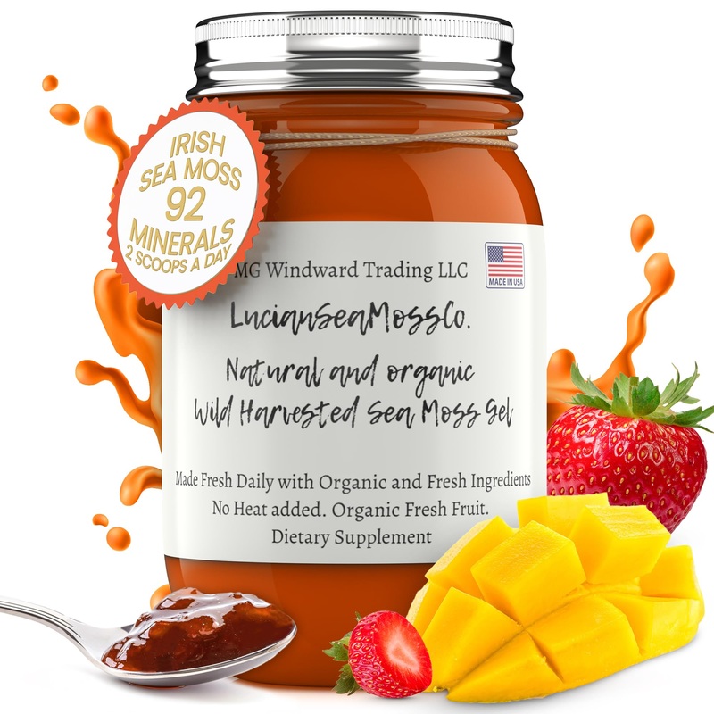 Strawberry Mango Sea Moss Gel Organic Fresh Fruit Infused Wild Harvested Irish Sea Moss Gel | Immune And Digestive Support | Vit