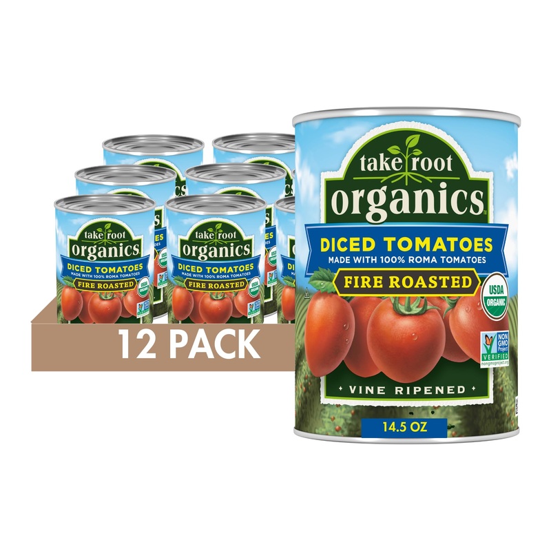 Take Root Organics Fire Roasted Canned Organic Diced Tomatoes, 14.5 Oz Can (Pack Of 12 Cans)