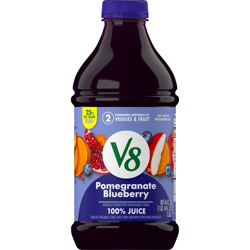 V8 Blends 100% Juice Pomegranate Blueberry Juice, Fruit And Vegetable Juice Blend, 46 Fl Oz Bottle