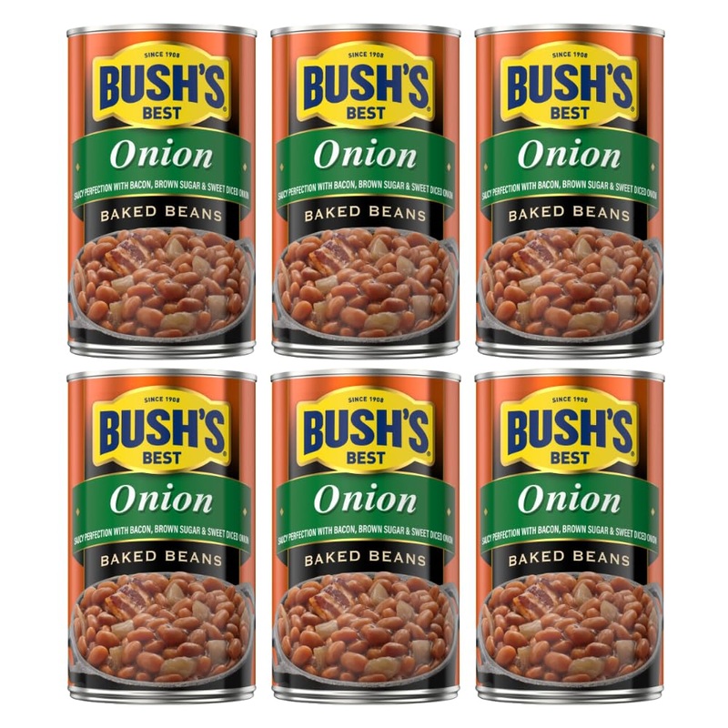 Bush'S Best Onion Baked Beans, Gluten And Cholesterol Free, Good Source Of Fiber, Low Fat, 7G Of Protein And 5G Of Fiber Per Ser