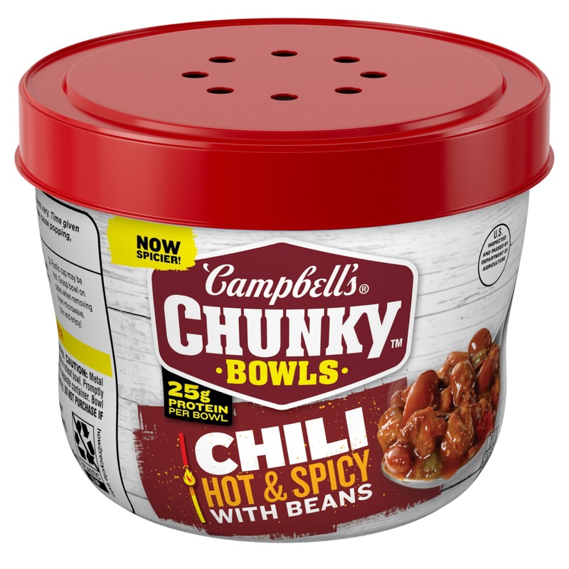 Campbell'S Chunky Chili, Hot & Spicy Chili With Beans, 15.25 Oz Microwavable Bowl