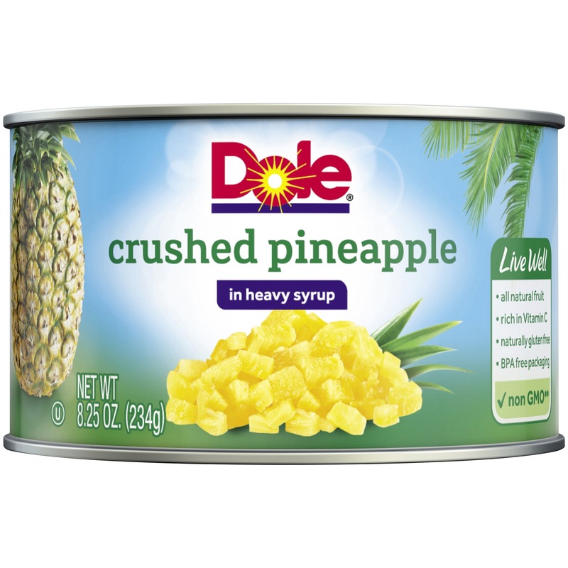 Dole Canned Crushed Pineapple In Heavy Syrup, 8.25 Oz Can