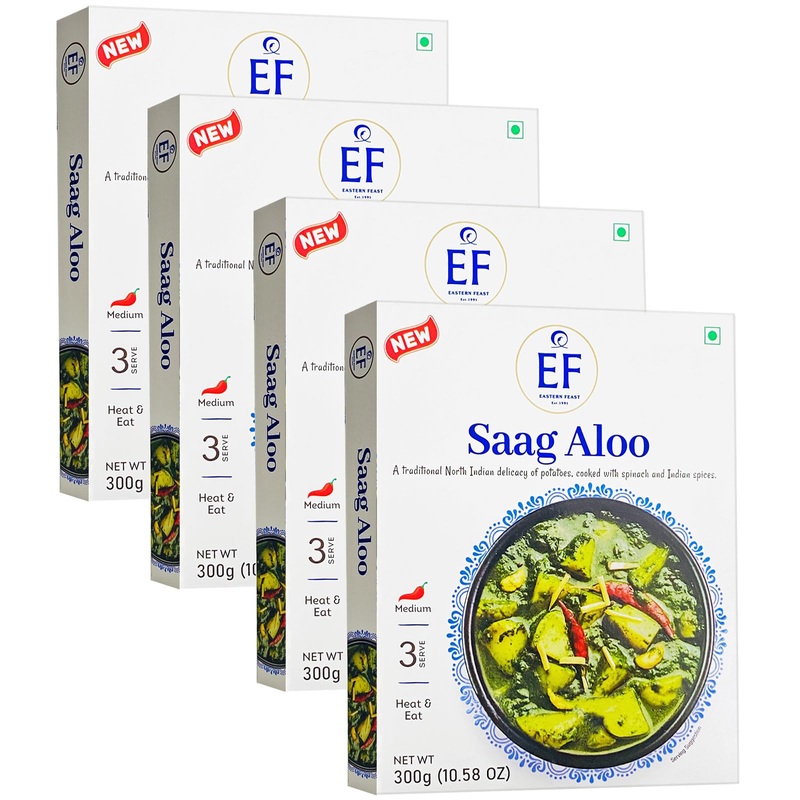 Eastern Feast - Saag Aloo, Ready To Eat Meals, (Pack Of 4), Vegetarian, Gluten Free