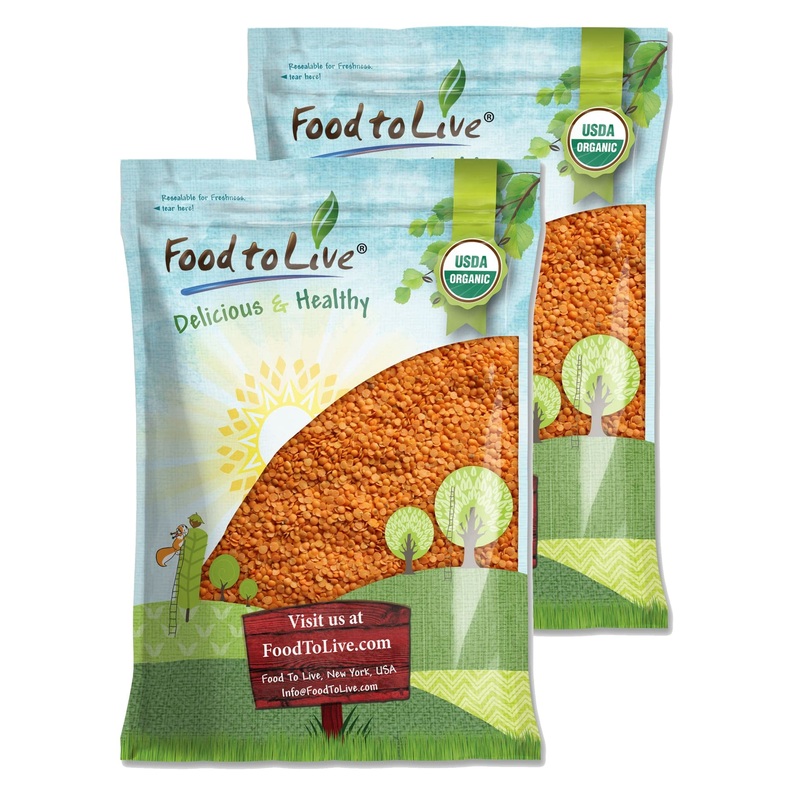 Food To Live Organic Red Split Lentils, 25 Pounds - Non-Gmo, Masoor Dal, Dried, Vegan, Kosher, Bulk. No Soaking Required. Source