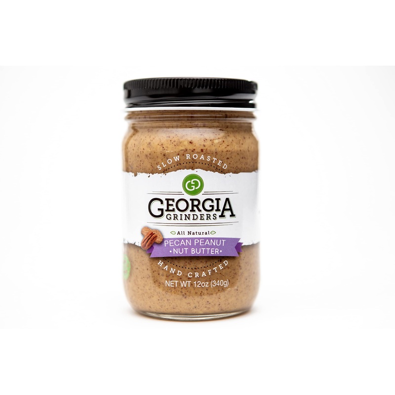 Georgia Grinders Pecan-Peanut Nut Butter 12Oz (2 Ct); Made Using Non-Gmo Georgian Grown Peanuts And Pecans, Vegan, Kosher, Glute