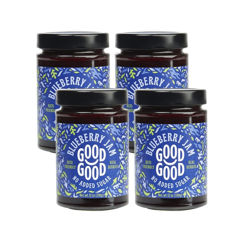 Good Good Blueberry Jam - No Added Sugar - Low Calorie - Gluten Free And Vegan - Diabetic And Keto Friendly - 12Oz / 330G (Pack