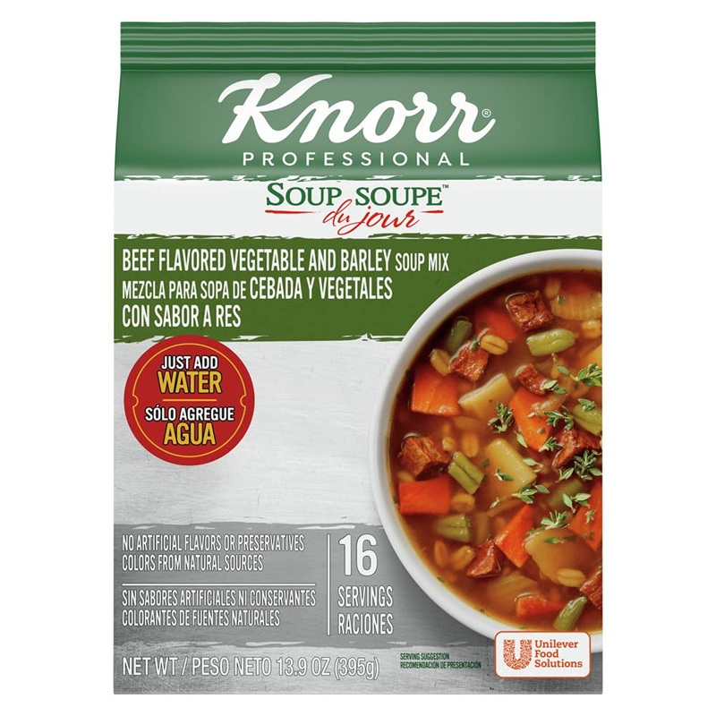 Knorr Professional Soup Du Jour Beef Vegetable And Barley Soup Mix 0G Trans Fat Per Serving, Just Add Water,13.9 Ounce (Pack Of