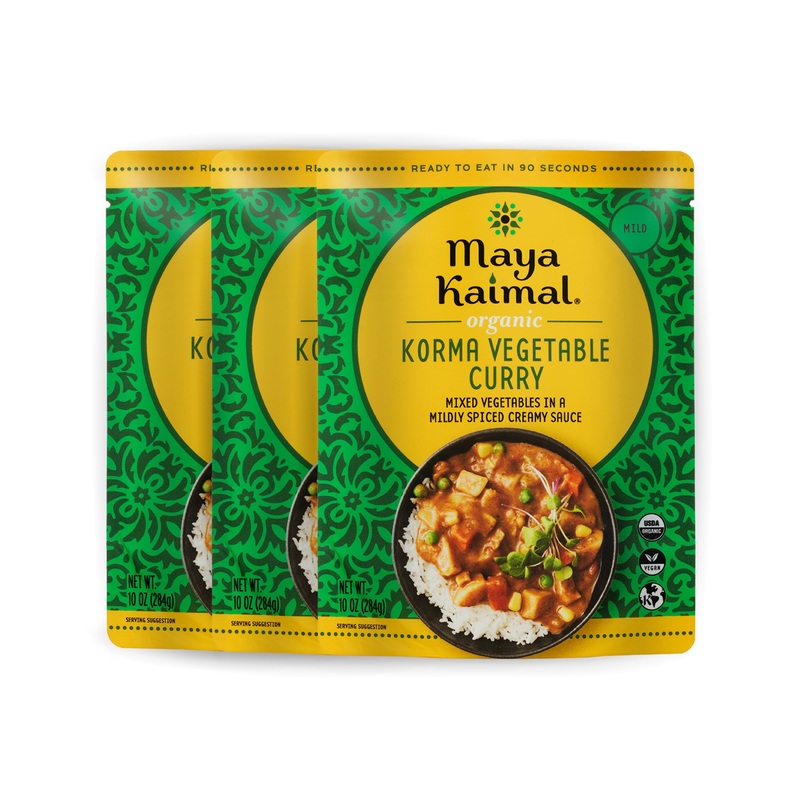 Maya Kaimal Organic Indian Korma Vegetable Curry | Microwaveable, Ready To Eat, Fully Cooked Mixed Vegetables In A Mildly Spiced