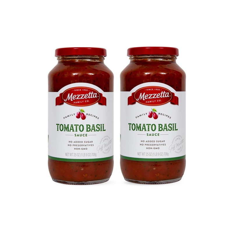 Mezzetta Family Recipes Tomato Basil Sauce | Non-Gmo, Gluten Free, Keto, Vegan, No Preservatives | 25 Ounce Jar (Pack Of 2)